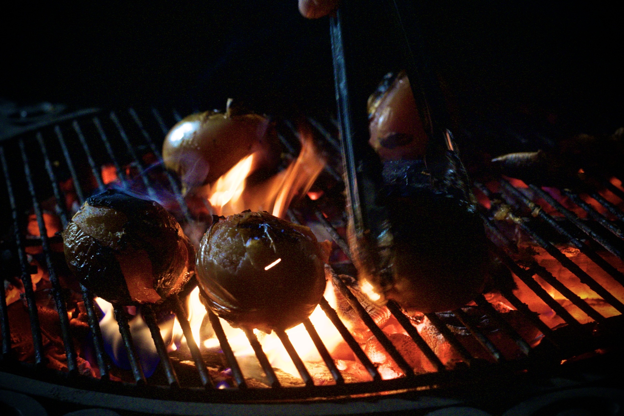 Salsa cooking on grill